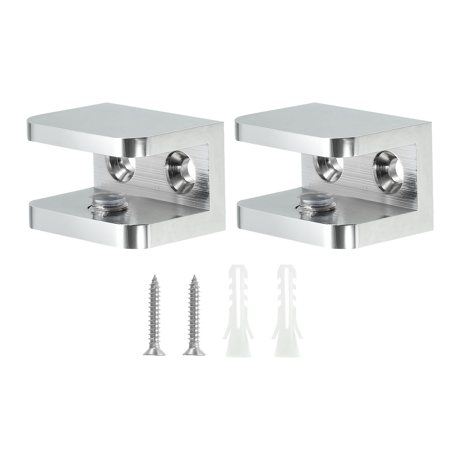 Glass Shelf Clamp, 2Pcs Glass Clip Holder Support for 10-12 mm Thick, Silver