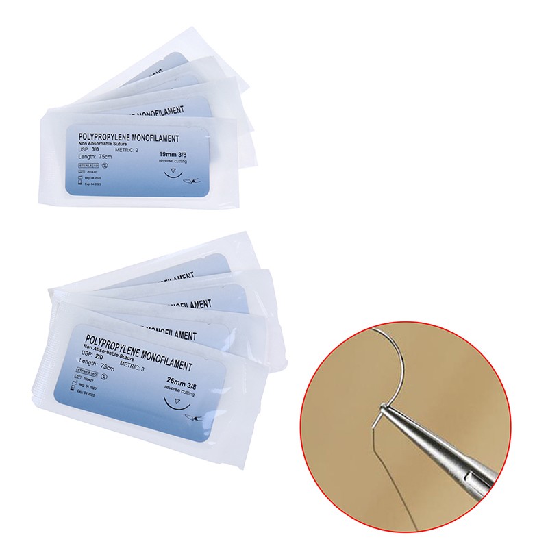 12Pc Polypropylene Medical Needle Suture Monofilament Thread Suture Practice THH