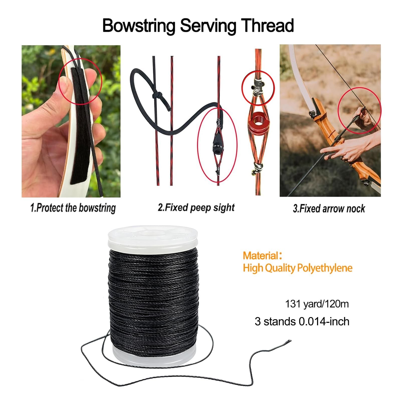 Archery Bow String Separator Tool 131 yard/120m Durable Bowstring Serving Thr...