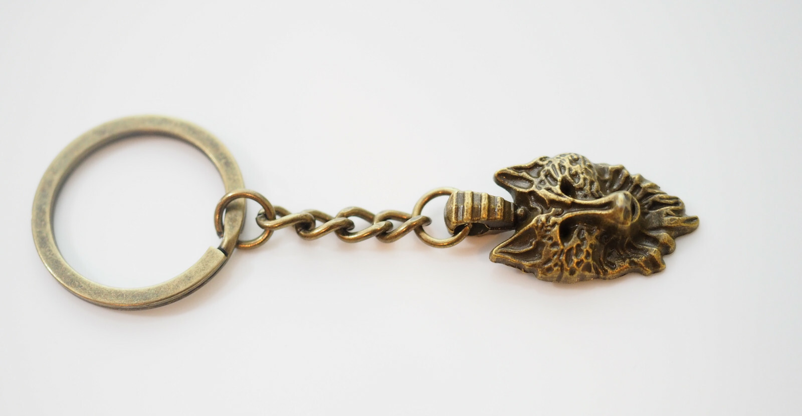 Vintage Wolf Head Bronze Pendant Keychain Gift Key Chain