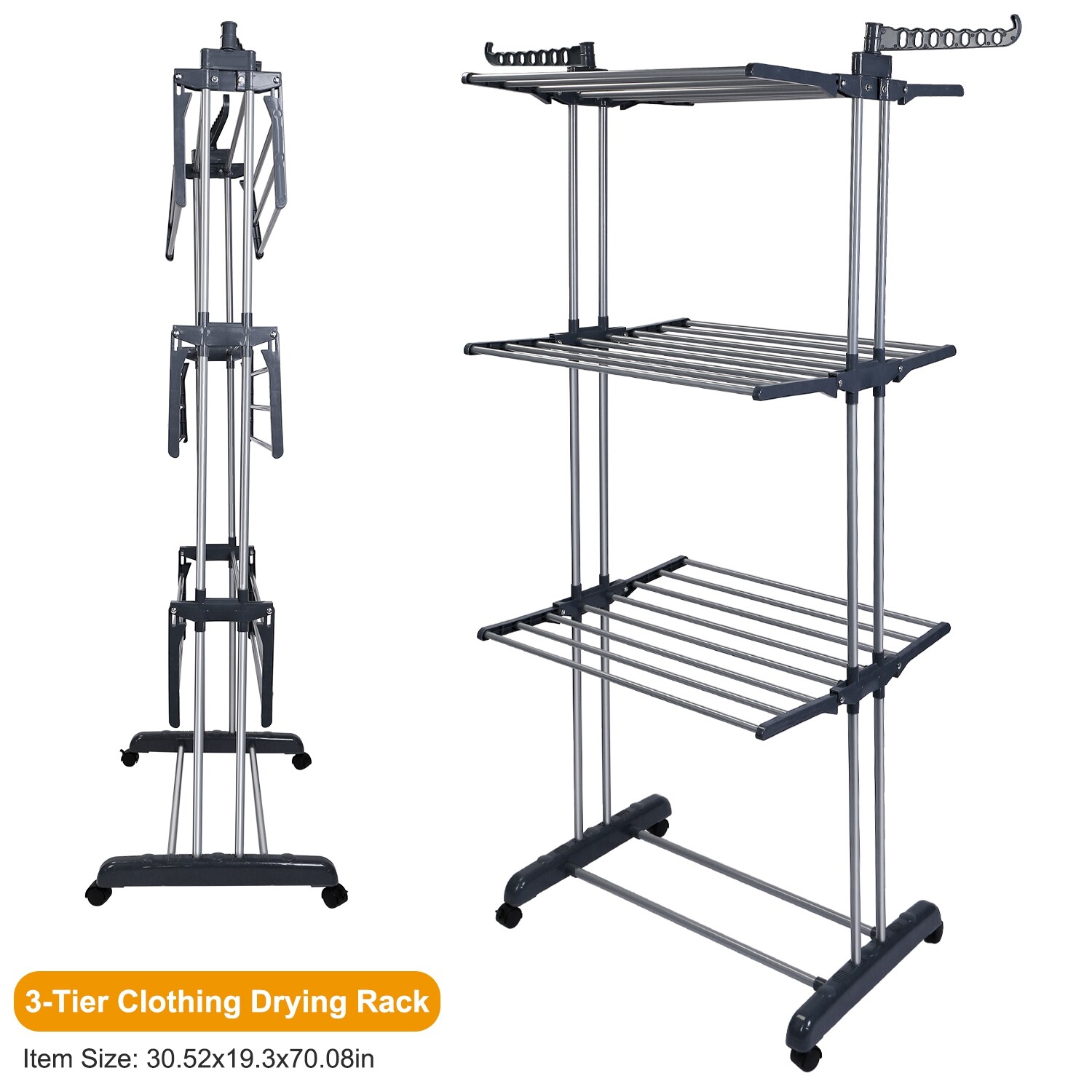 88LBS Load Folding Laundry Drying Rack Foldable Cloth Dryer Hanger Stand Storage