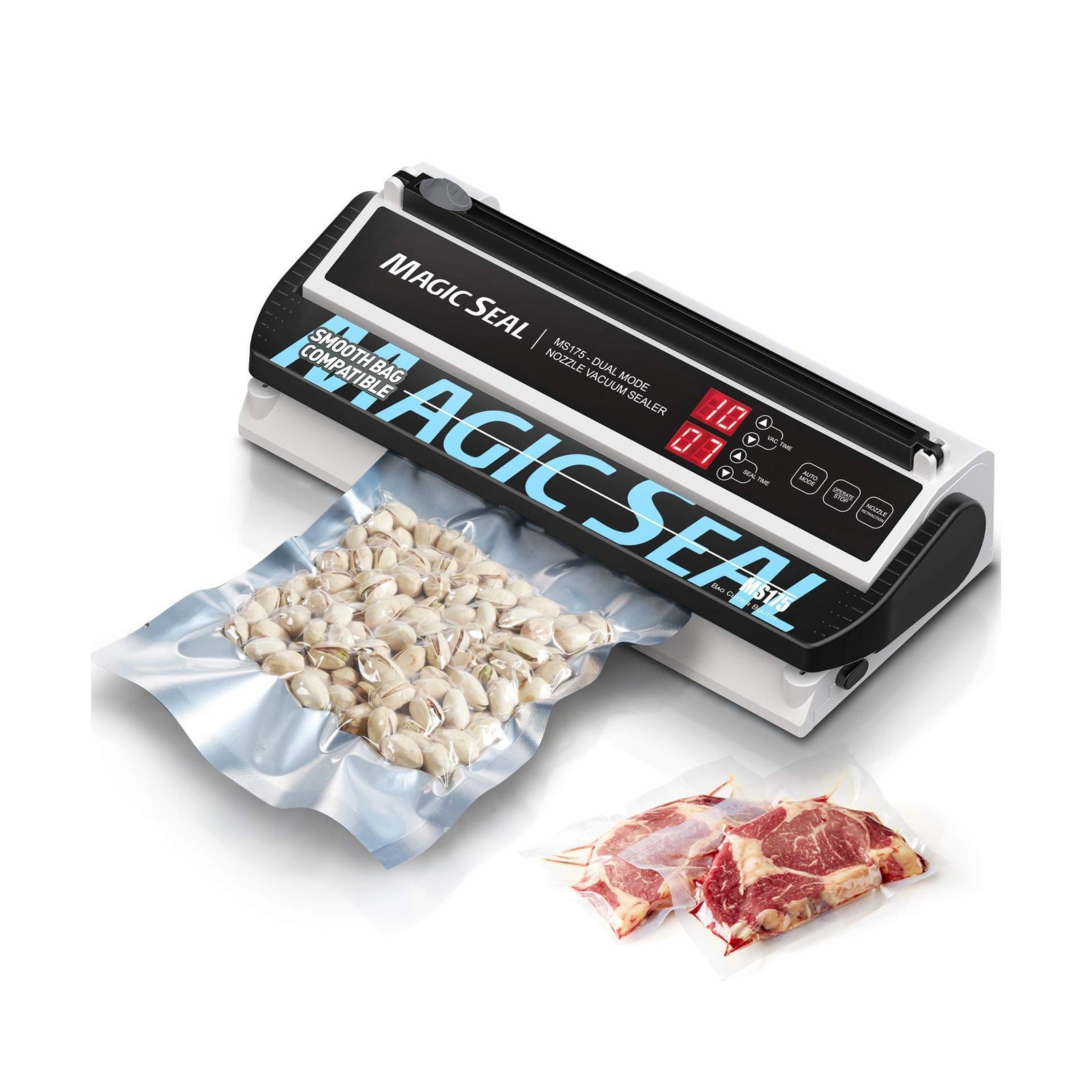 Magic Seal Vacuum Sealer + Smooth Flat bag Rolls (12''x50'-2 rolls)