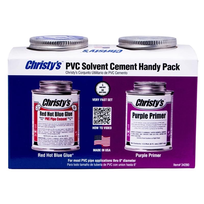 Christys 34280 Blue/Purple Primer and Cement for CPVC-PVC 8 oz.