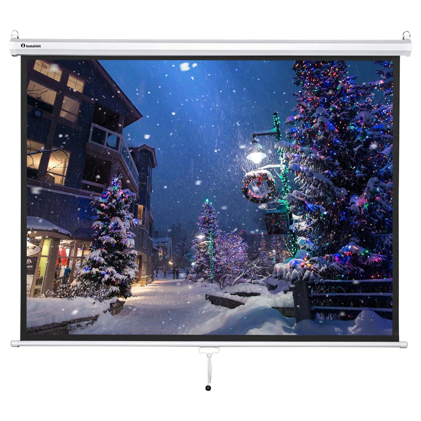 72" 4:3 Manual Pull Down Projector Screen Movie TV Video Projection Theater Home