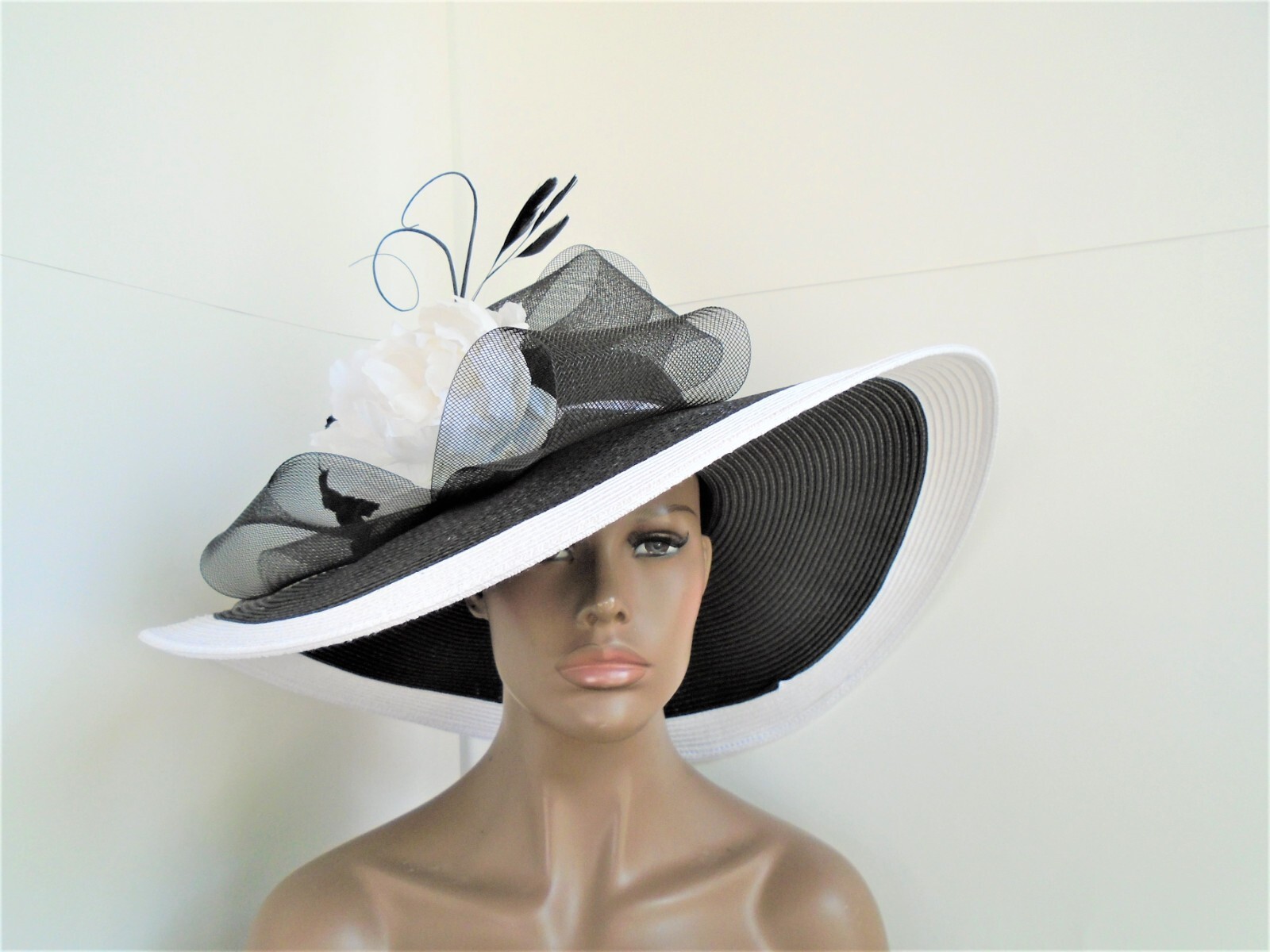 black white formal Kentucky derby church tea ascot wedding fancy church dress