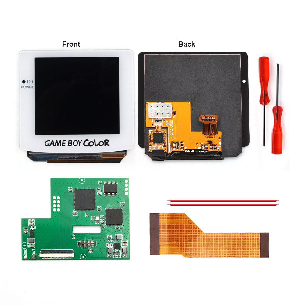 White GameBoy Color AMOLED OLED Touch Screen OSD RETRO PIXEL Kit + Shell