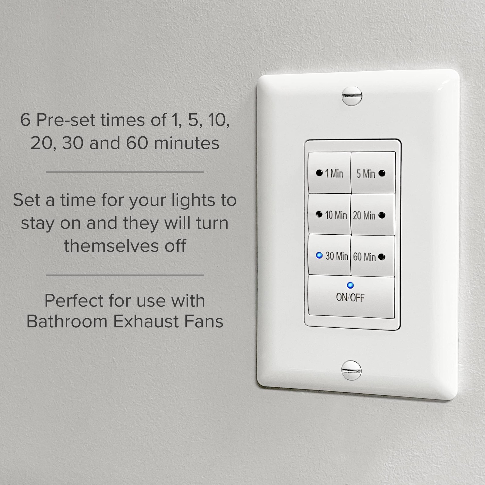 Maxxima 1875 Watt 7 Button Countdown Timer Switch - Maximum 60 1 Pack, White
