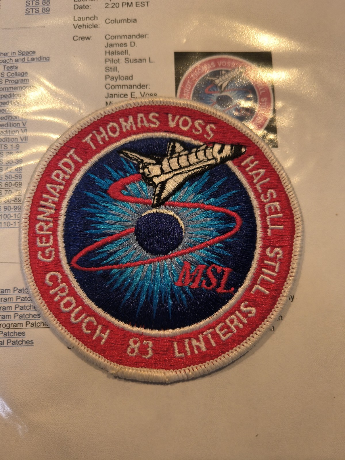 Original USA NASA Space Shuttle Columbia STS-83 Embroidered Patch 4"