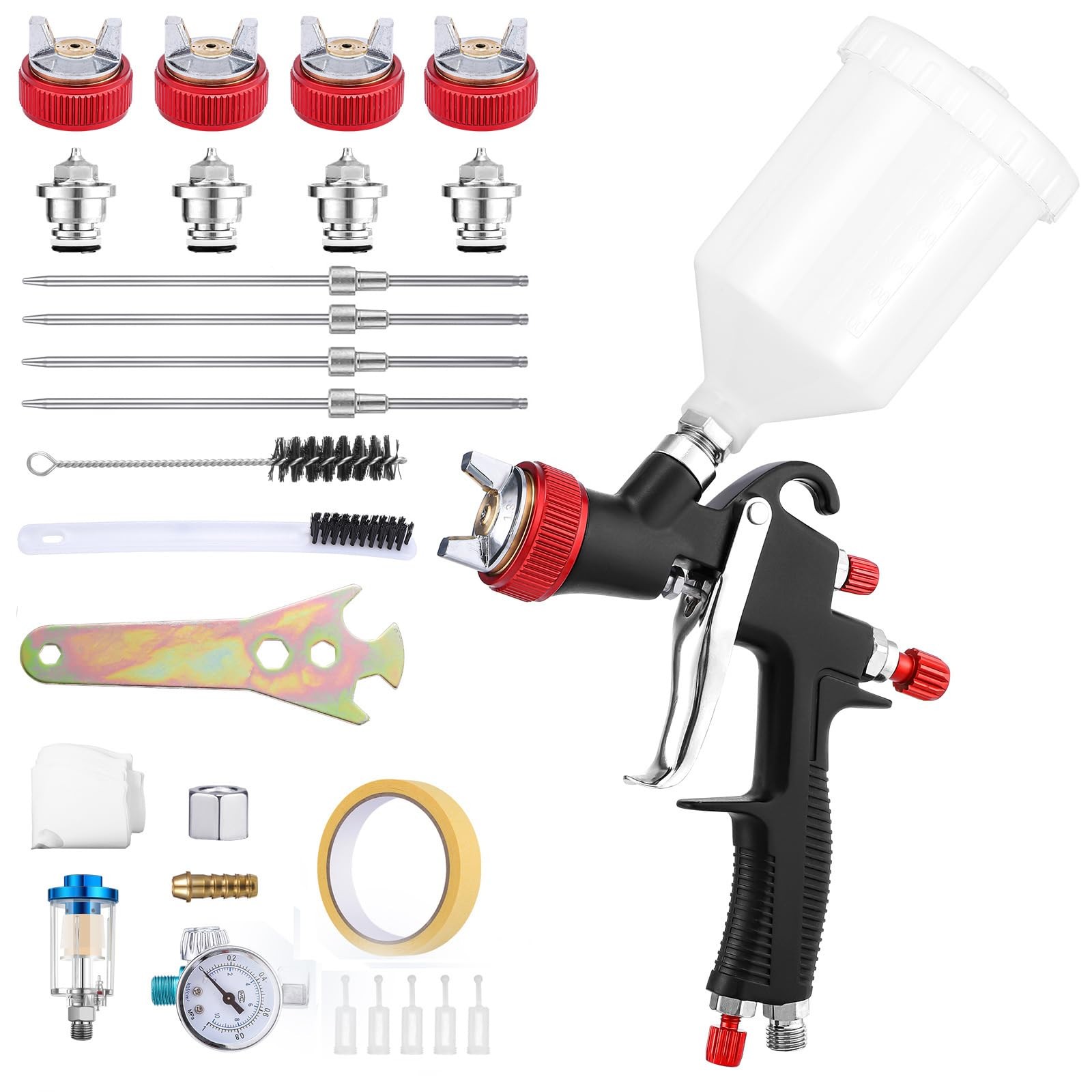 R500 LVLP Air Spray Premium Kit, Automotive Paint Spray with 1.3/1.5/1.7/2mm ...