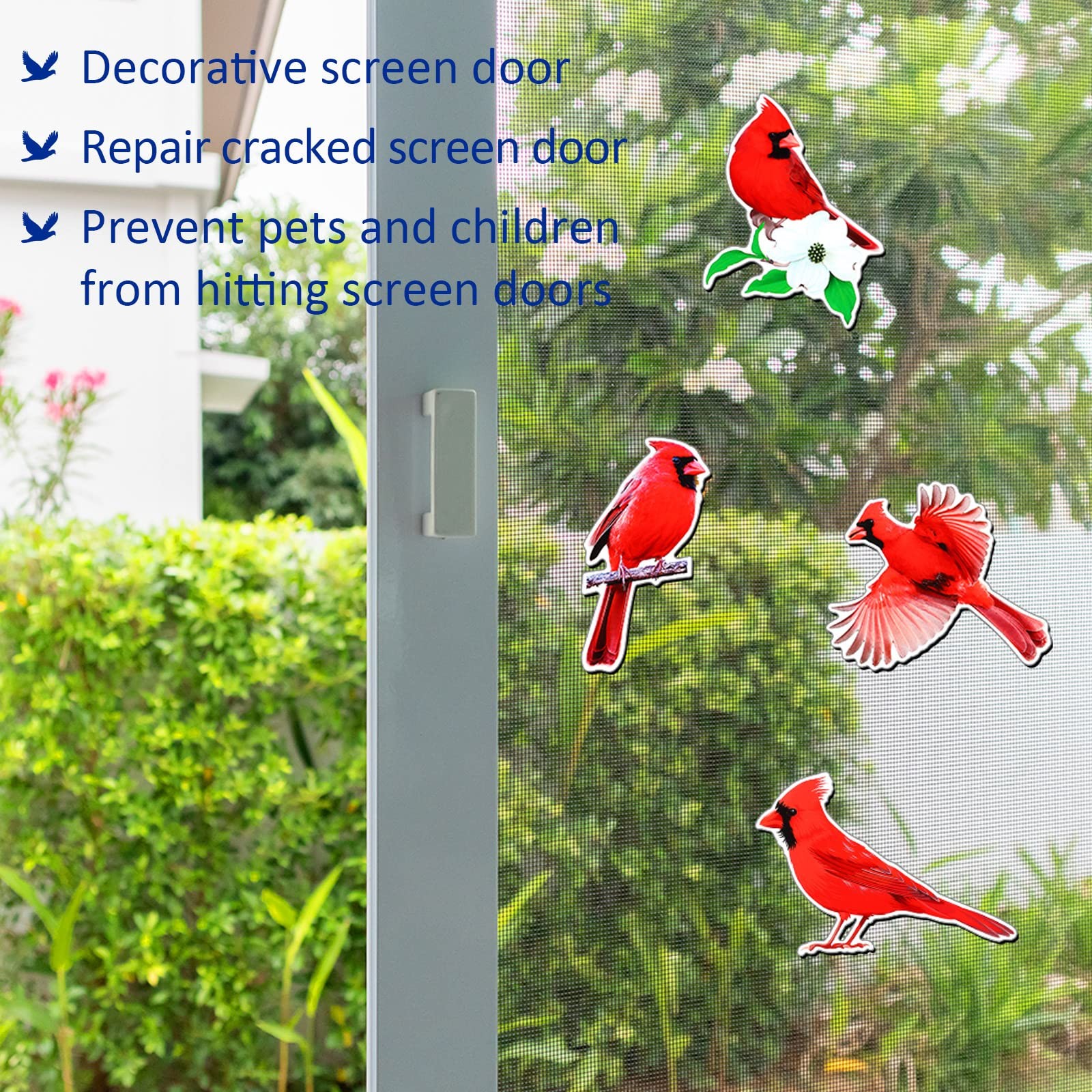 8 Pcs Cardinal Bird Screen Door Magnets Flexible Decorative Double Sided Screen