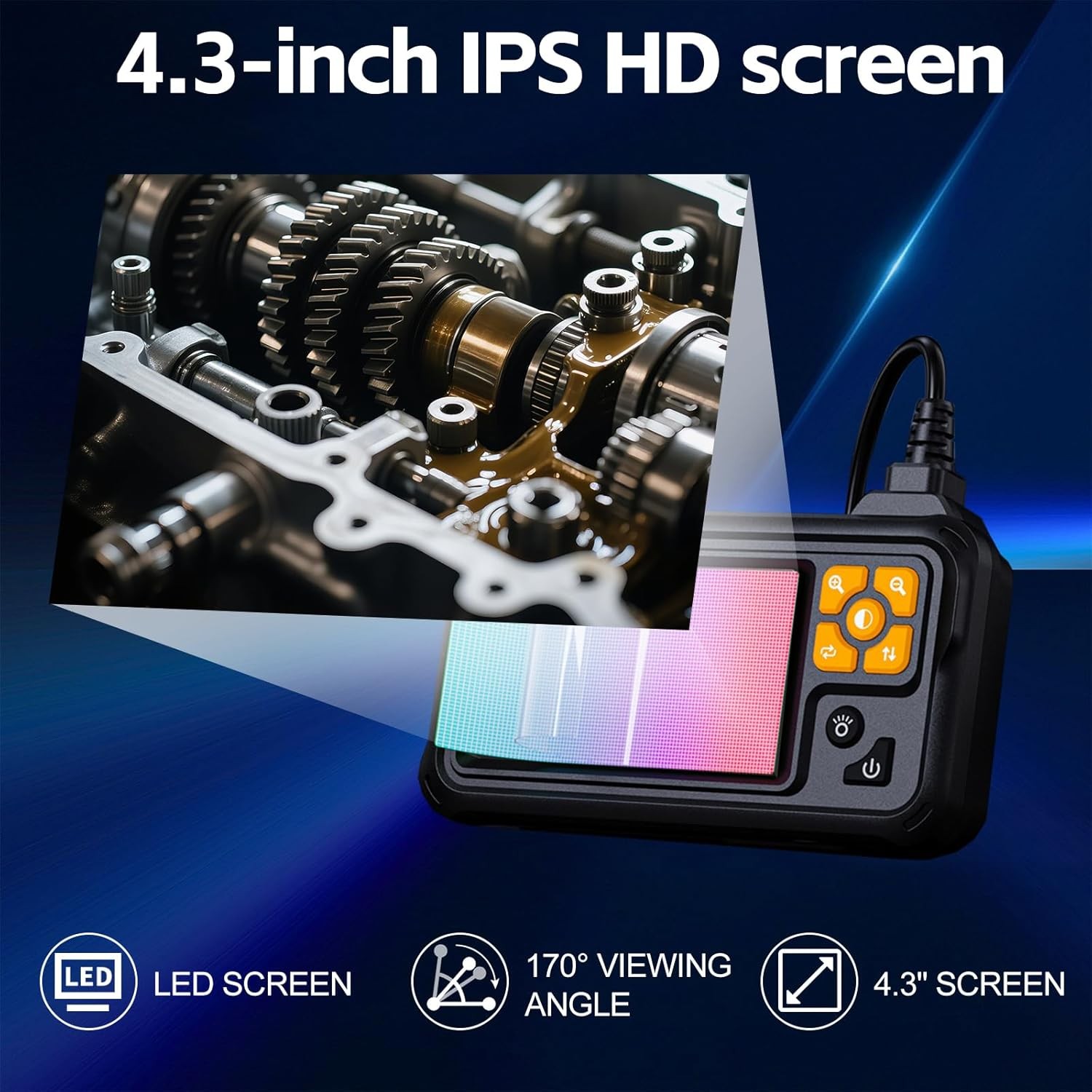 16.4ft Non-Handheld IP67 Waterproof Endoscope Integrated Screen Pipe Scope