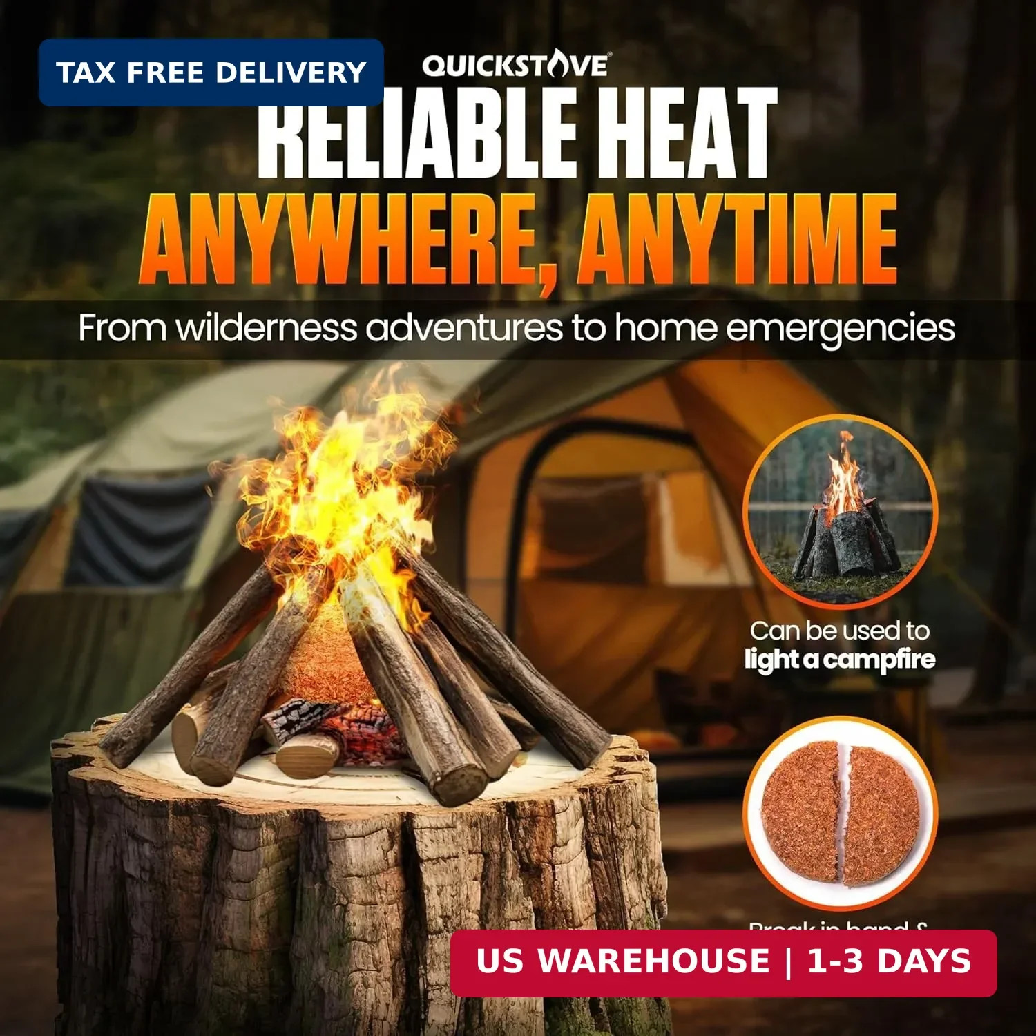 Fire Starters (3 Pack) - Waterproof Emergency Fuel Disks for Camping Essentials,