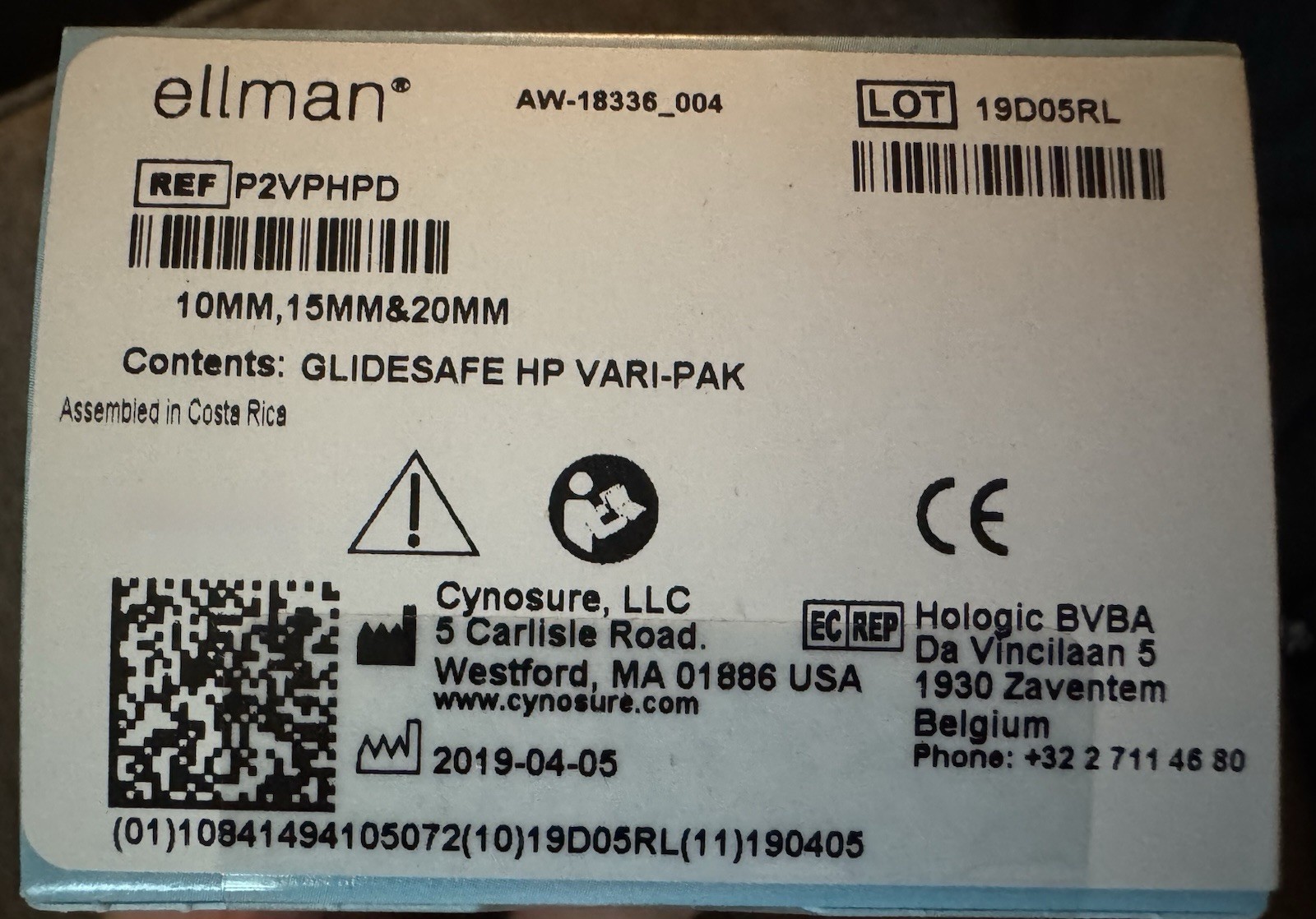 New Ellman VariPak of 3 GlideSafe Pelleve Handpieces (10, 15 & 20mm) With Cable
