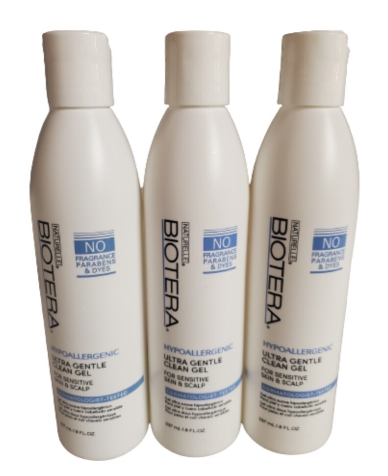 Biotera Hypoallergenic Ultra Gentle Clean Gel 8 oz For Sensitive Scalp PACK OF 3