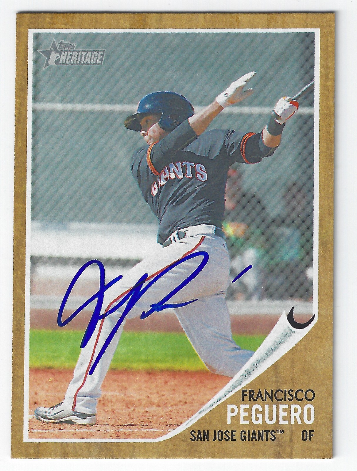 FRANCISCO PEGUERO SAN JOSE GIANTS SIGNED 2011 BASEBALL CARD SAN FRANCISCO GIANTS