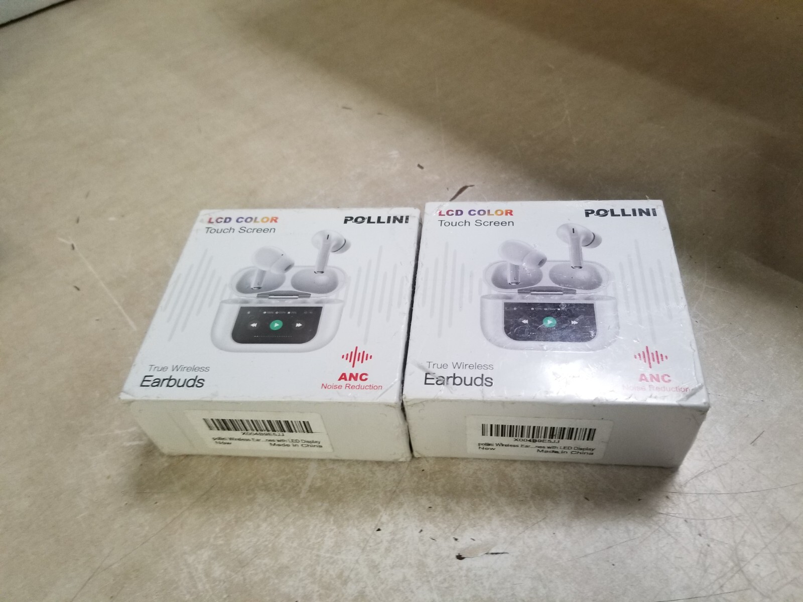 Lot of 2 - Pollini LCD Color Touch Screen True Wireless ANC Earbuds - White