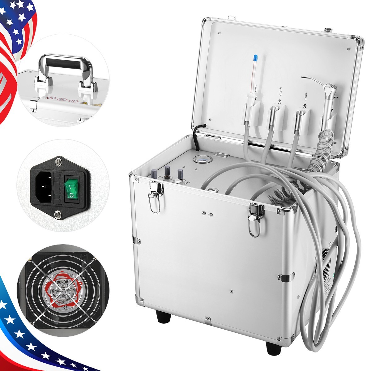 Handheld Dental Delivery Unit Enhanced Air Compressor Syringe Suction System