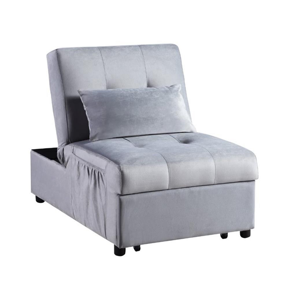 Lexicon Garrell Wood Storage Bench with Pull Out Ottoman in Gray
