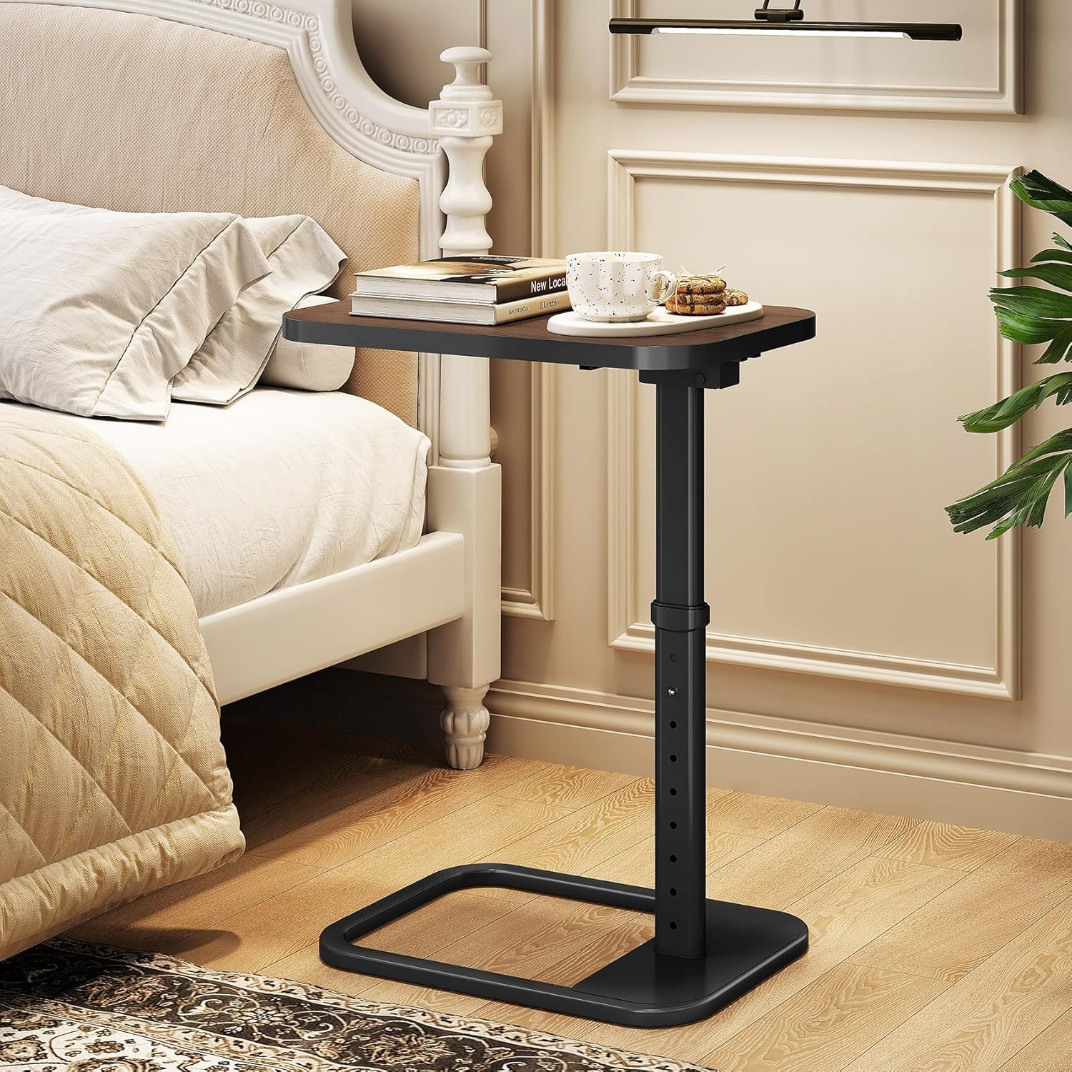 TV Tray Table Adjustable Height & Rounded Metal Corners Snack Table Couch Sofa