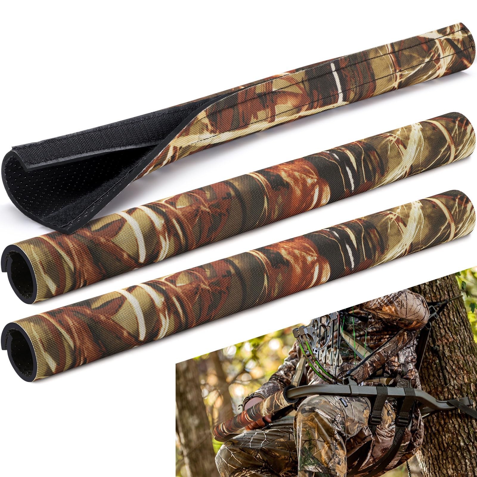 3PCS Non-Slip Camo Tree Stand Rail Pads, Treestand Shooting Rail Padding Easy...