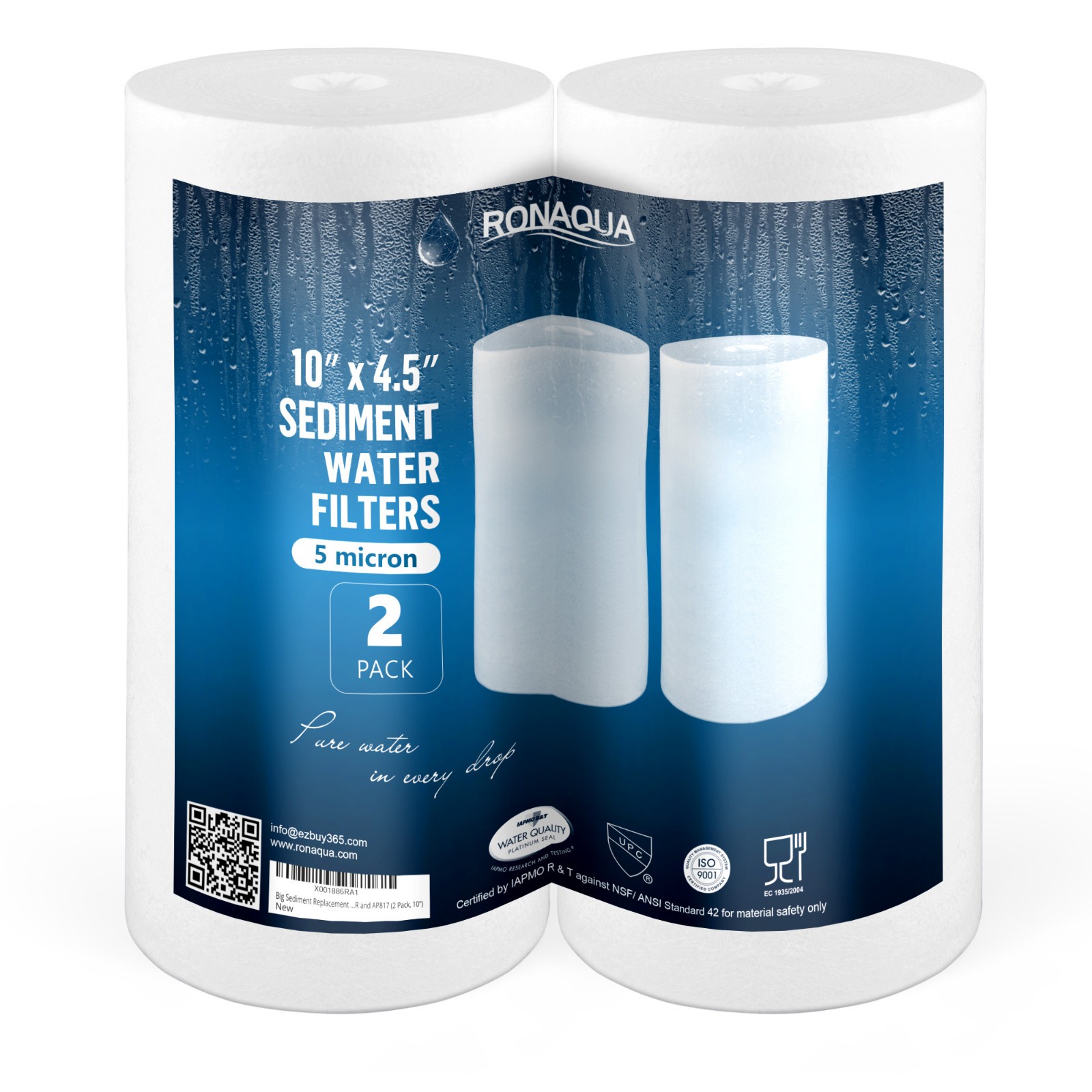 2-PACK of Big Blue 10”x4.5” 5 Micron Sediment Water Filters