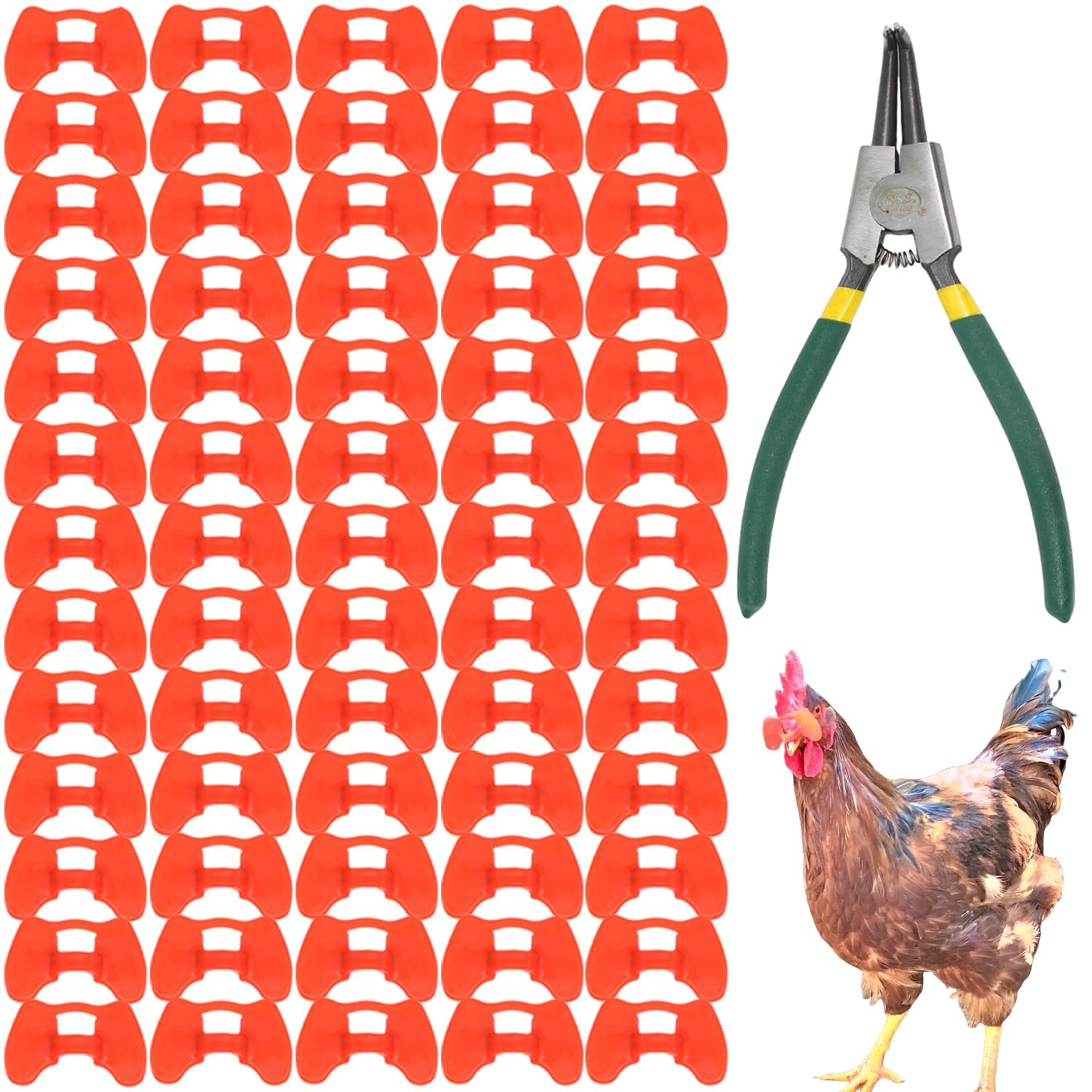 80 Pcs Pinless Peepers with Pliers for Chickens Pheasant Poultry Blinders