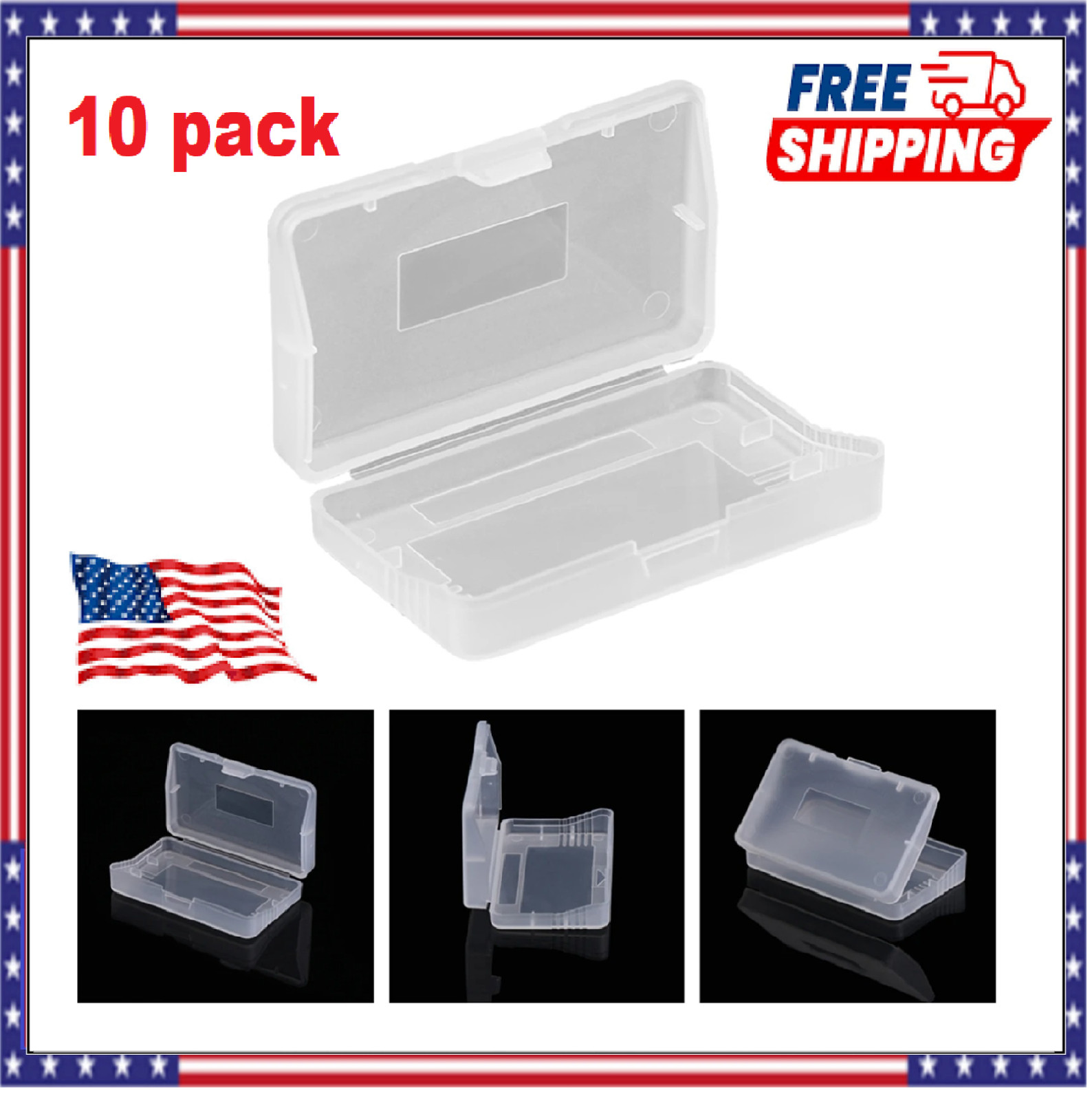 10x GBA Cases Clear Plastic Cartridge Nintendo Game Boy Advance Games Dust Cover