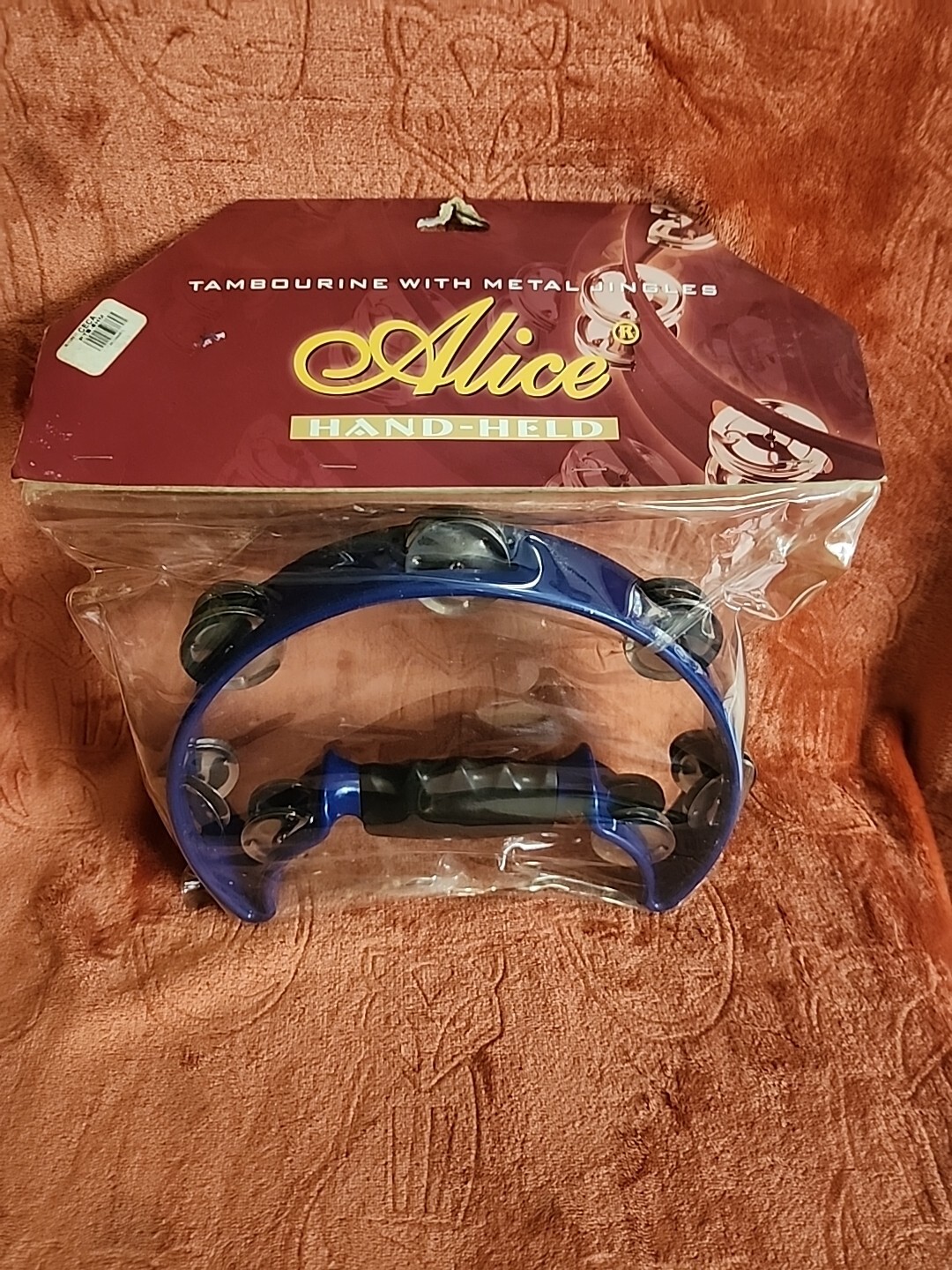 Alice Hand-Held Tambourine. Blue. New/sealed
