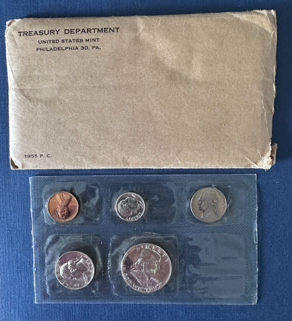 1955 Gem 5 Coin Silver Mint Proof Set - Flat Pack