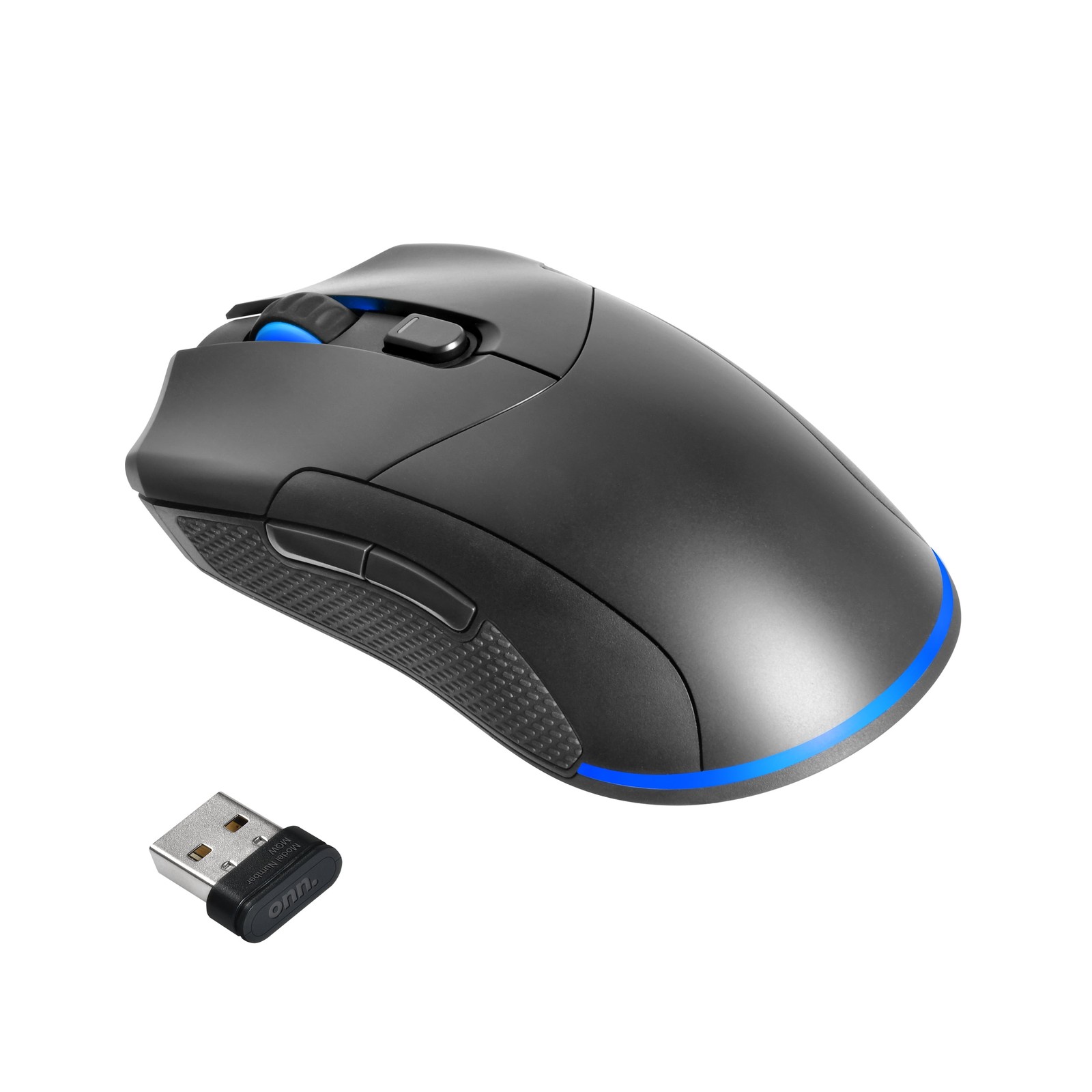onn Rechargeable Wireless Gaming Mouse with LED Lighting, 8 Programmable Buttons