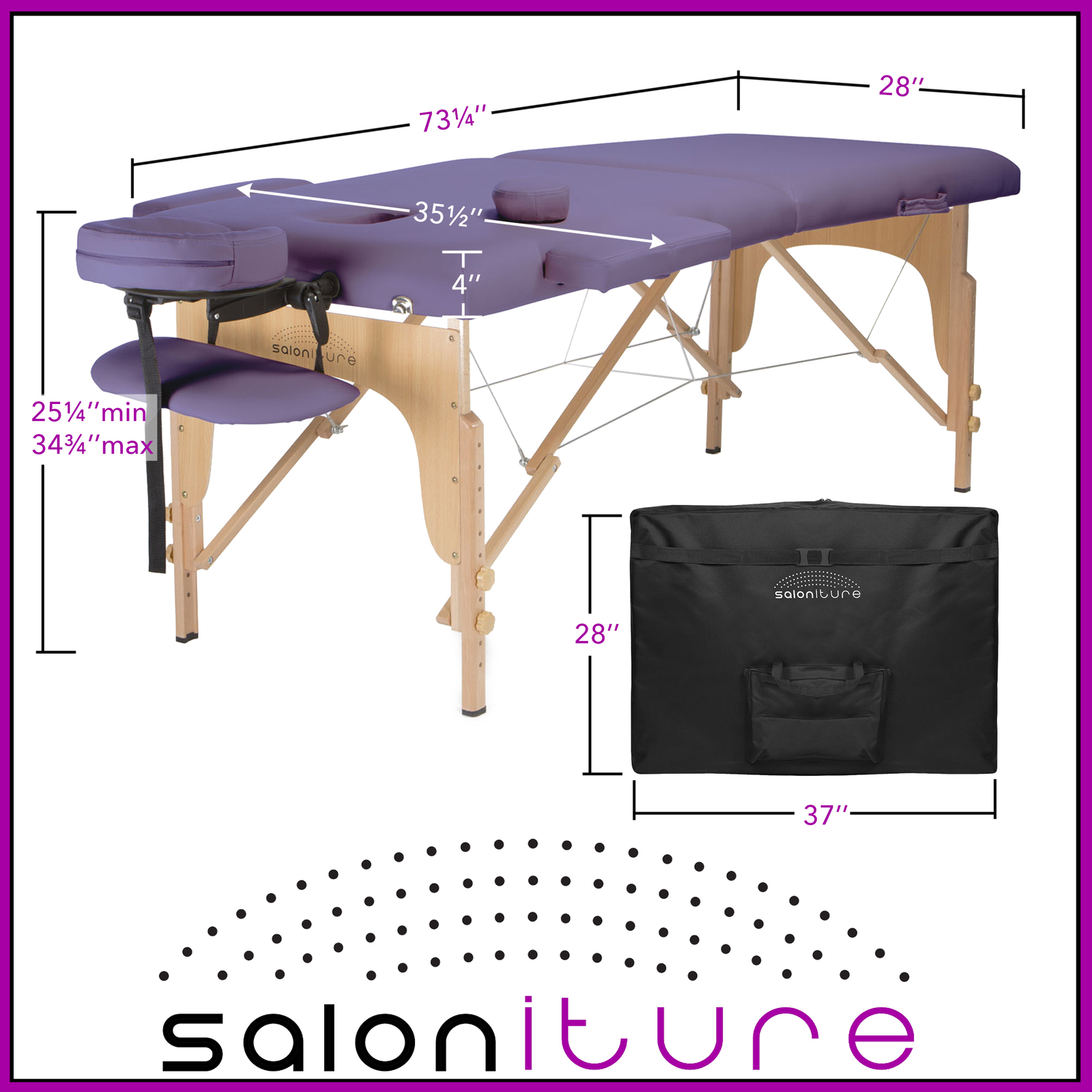 Lavender Portable Massage Table with Carrying Case