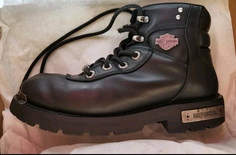 Harley Davidson D87065 Black Motorcycle Leather Boots Womens Sz. 7 -1/2