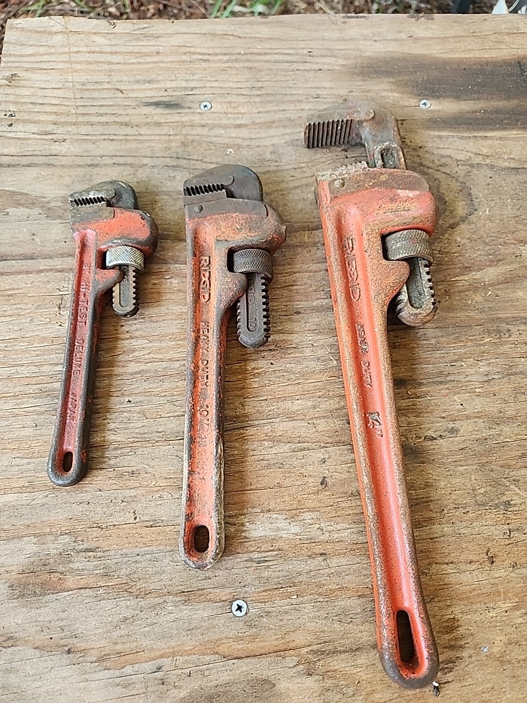 Vintage Ridgid 8 10 14" Pipe Wrench Japan USA Quality Monkey Adjustable Set 3