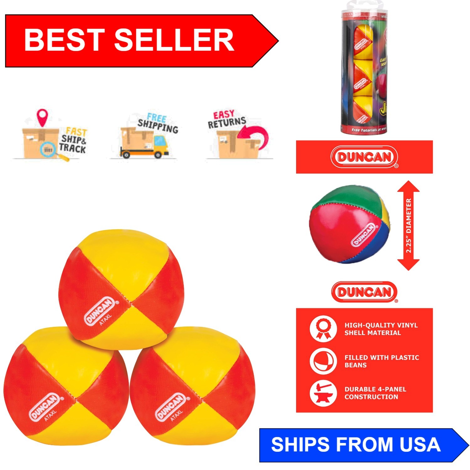 Brightly Colored Juggling Balls Set of 3 - Perfect for Play & Skill Building