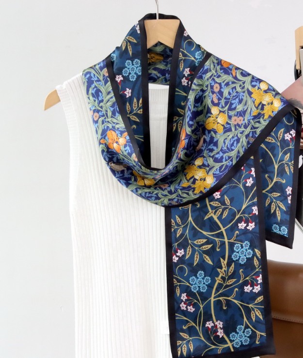 100% Mulberry Silk Scarf 150X16CM Women's Long Double sided Printed Scarf new