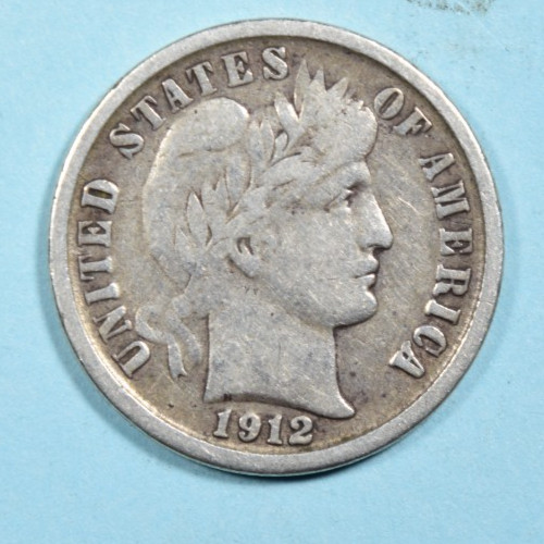 1912 D Barber Dime ~ VF VERY FINE ~ 90% Silver 10c US Type Coin Collectible