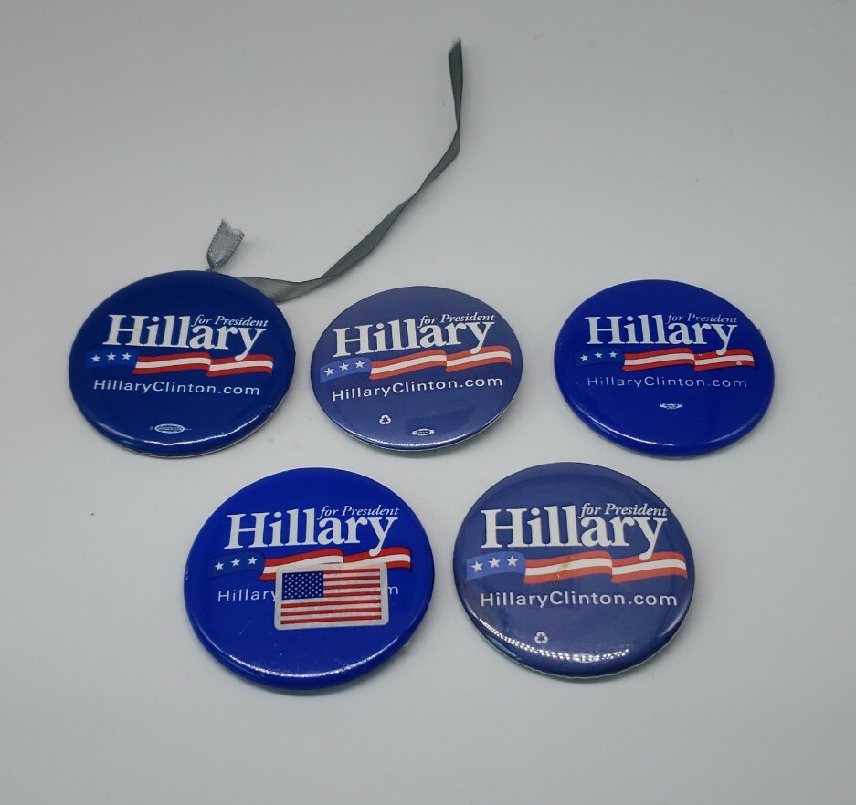 Hillary Clinton For President Campaign Buttons (Lot of 5)