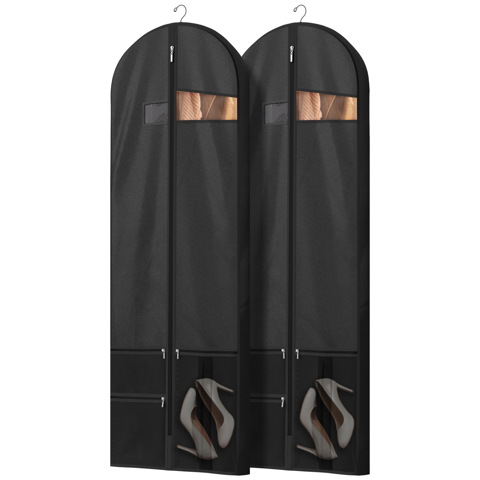 Travel Garment Bag with Zipper Pocket, Suit Bag for Suits, Dresses, Coats