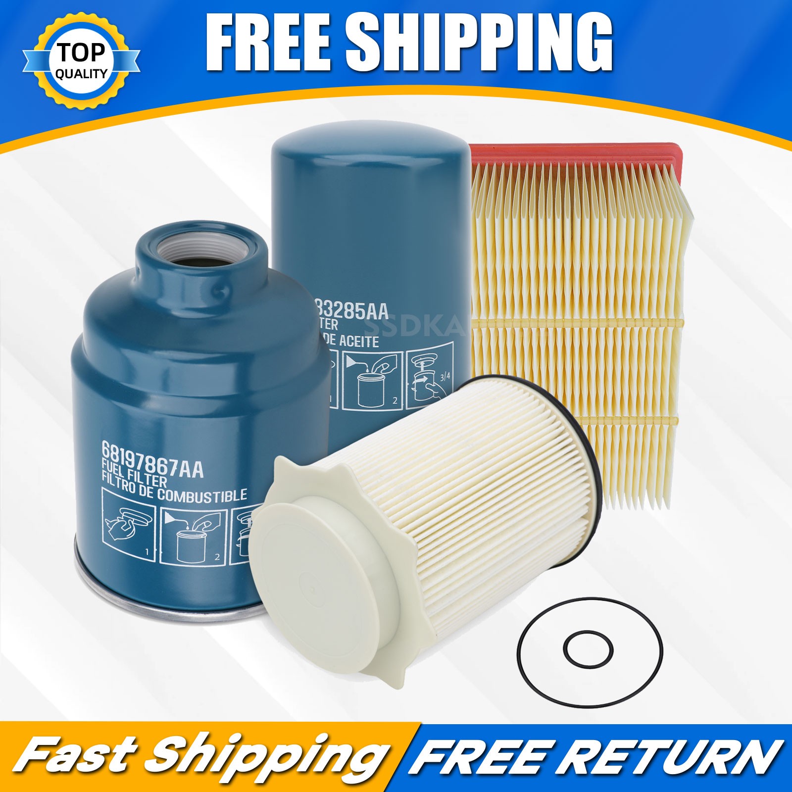 FOR 2013-2018 RAM 2500 3500 4500 5500 6.7L DIESEL AIR OIL FUEL FILTER KIT