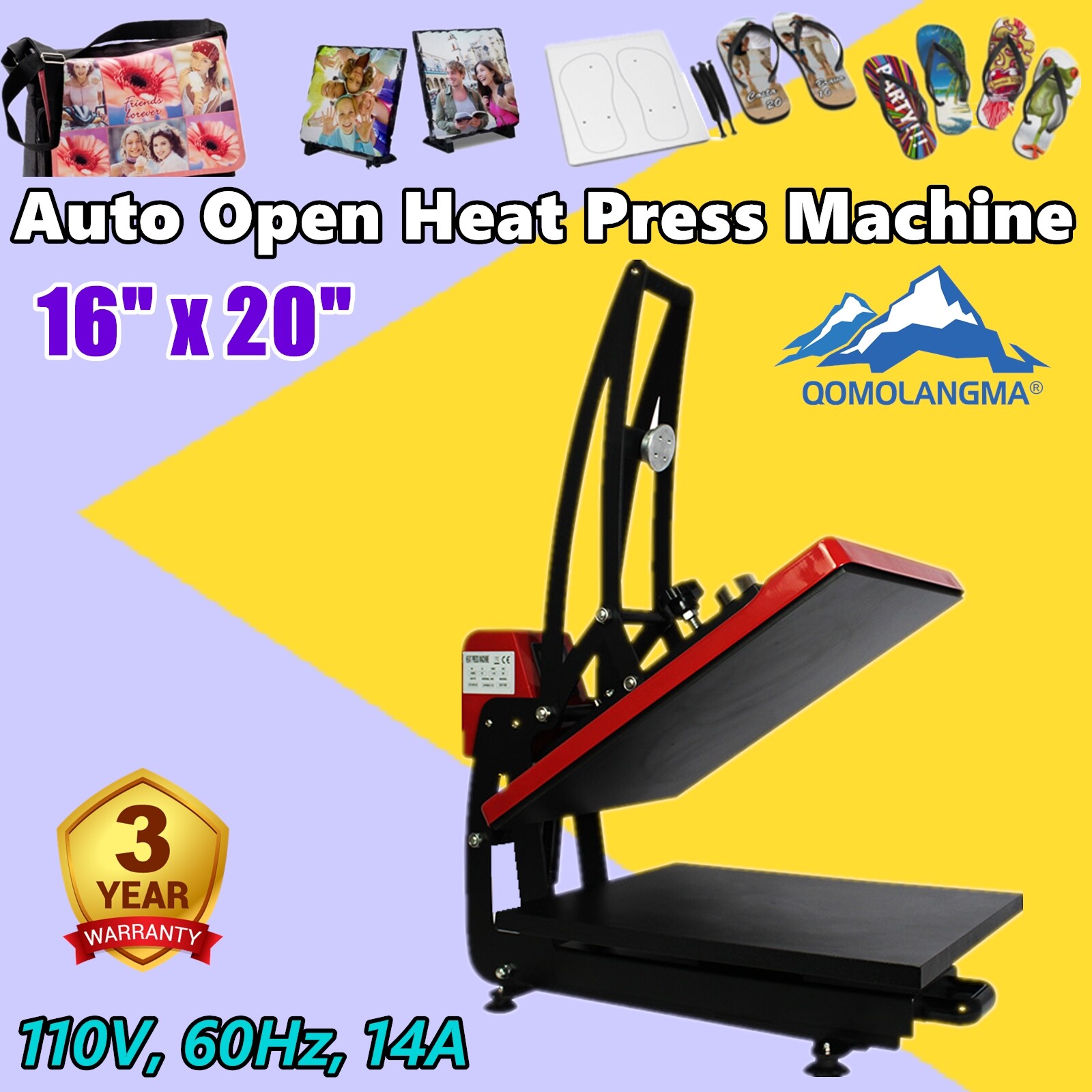 110V 16" x 20" Auto Open Heat Press Machine Vertical Version Puzzles T-shirt