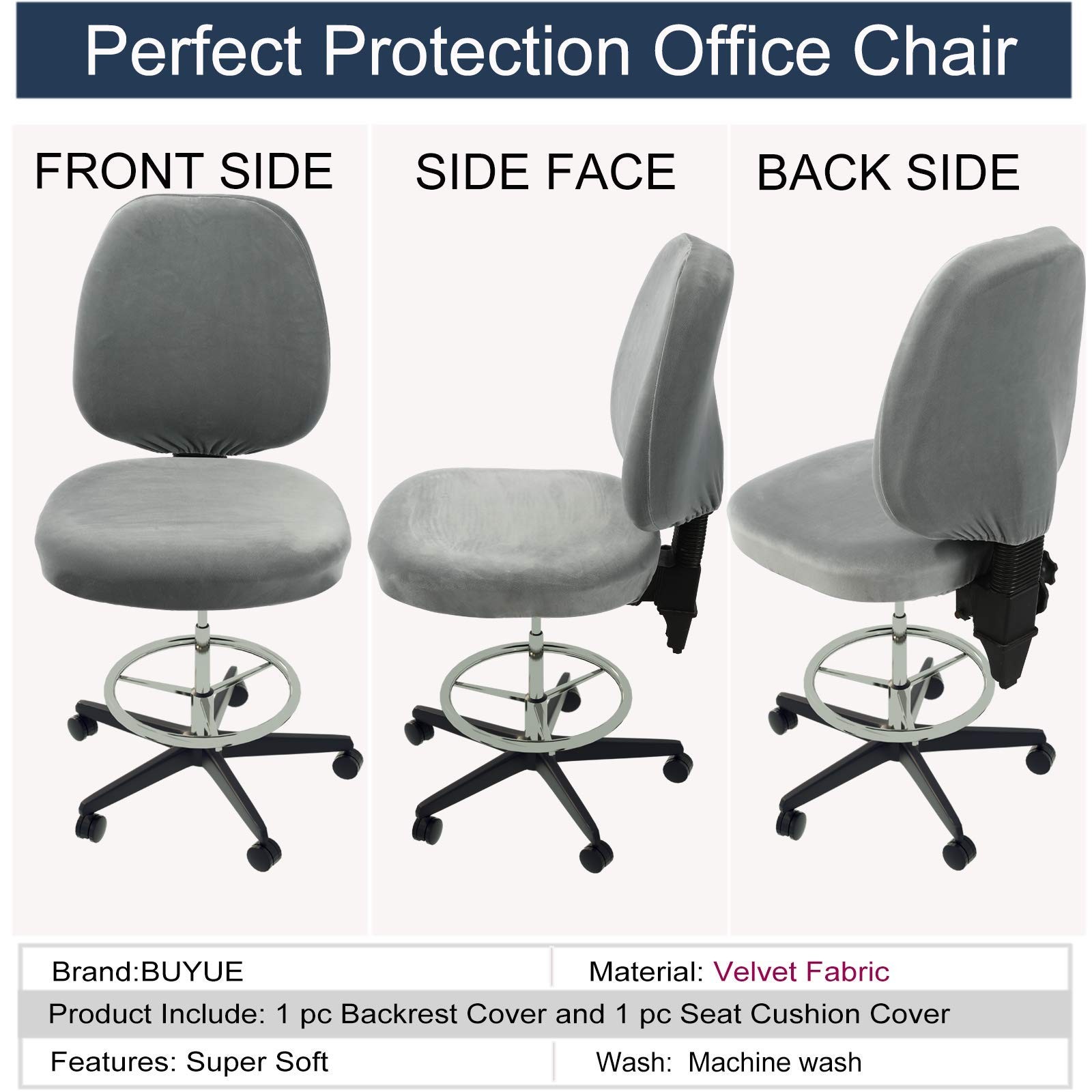 BUYUE Task Office Chair Seat Cover, Super Soft Cover only, Deep Grey