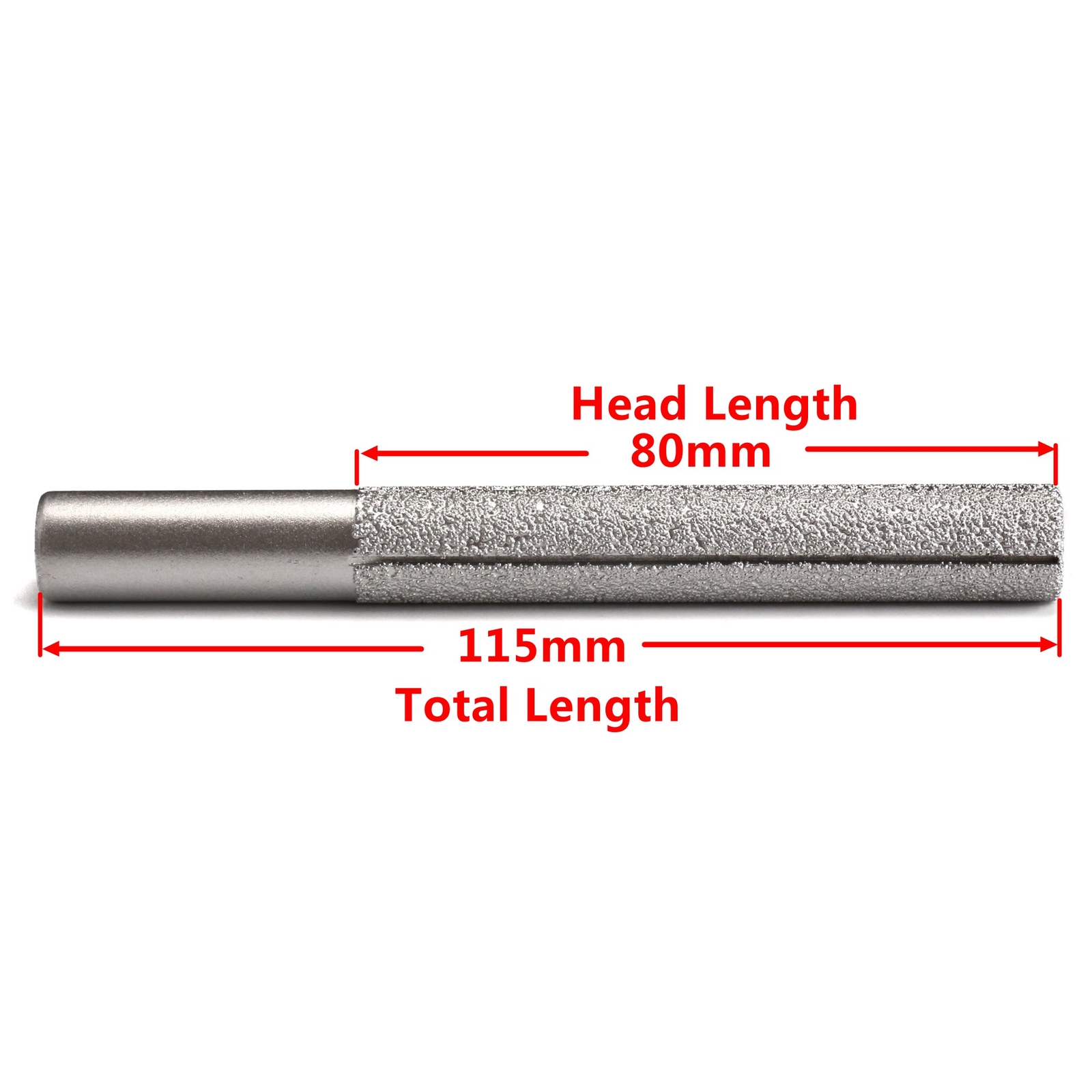 13.3mm Lengthen 115mm Silver Tone Diamond Profile Straight Router Bit for Marble