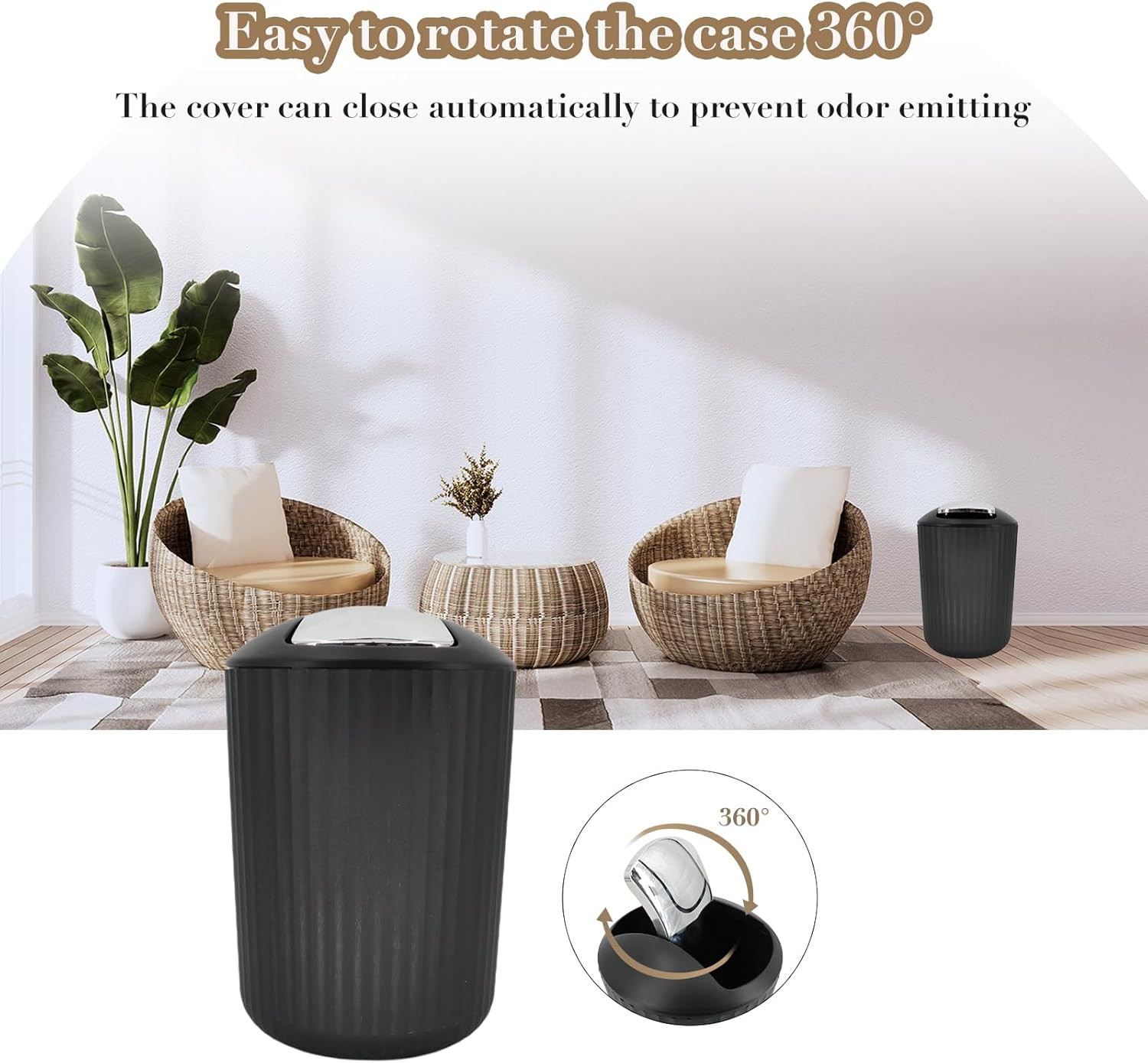 Black Bathroom Accessories Set, 9-Piece Bathroom Accessory Sets Complete with Tr