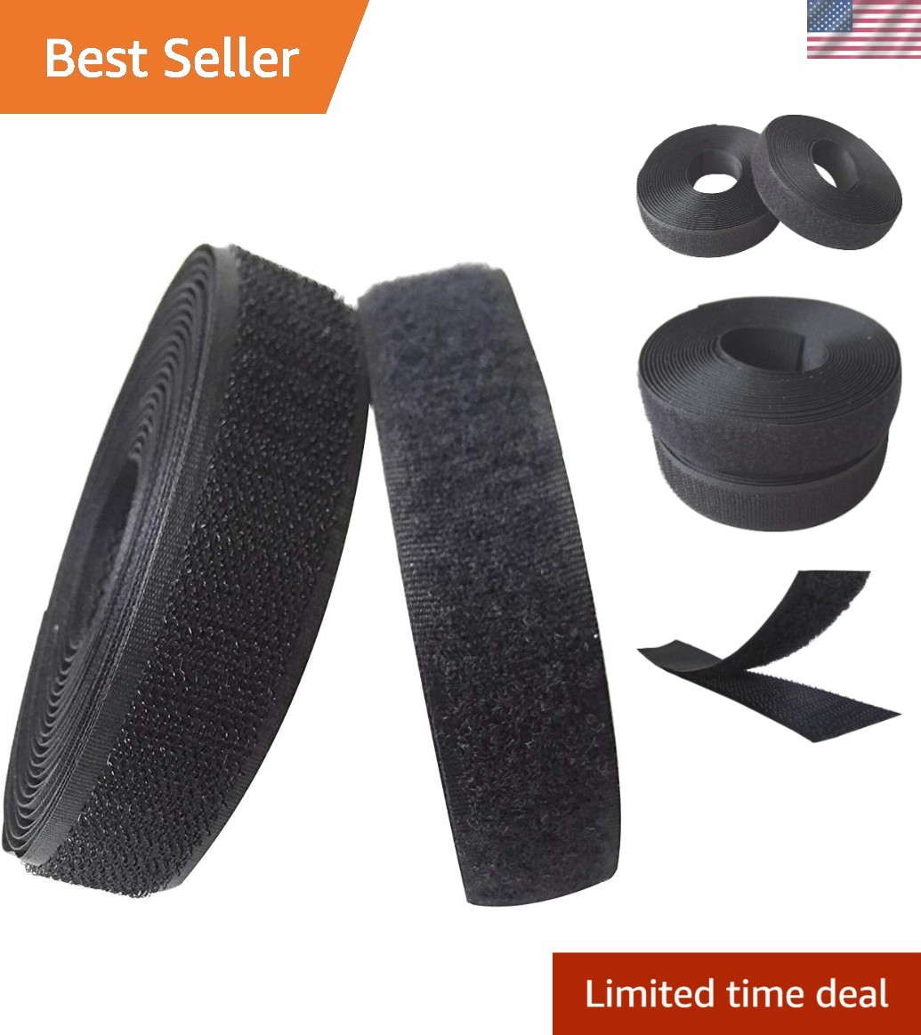 Durable Black Sewing Hook and Loop Strips - 5 Yards for Crafts & DIY Projects