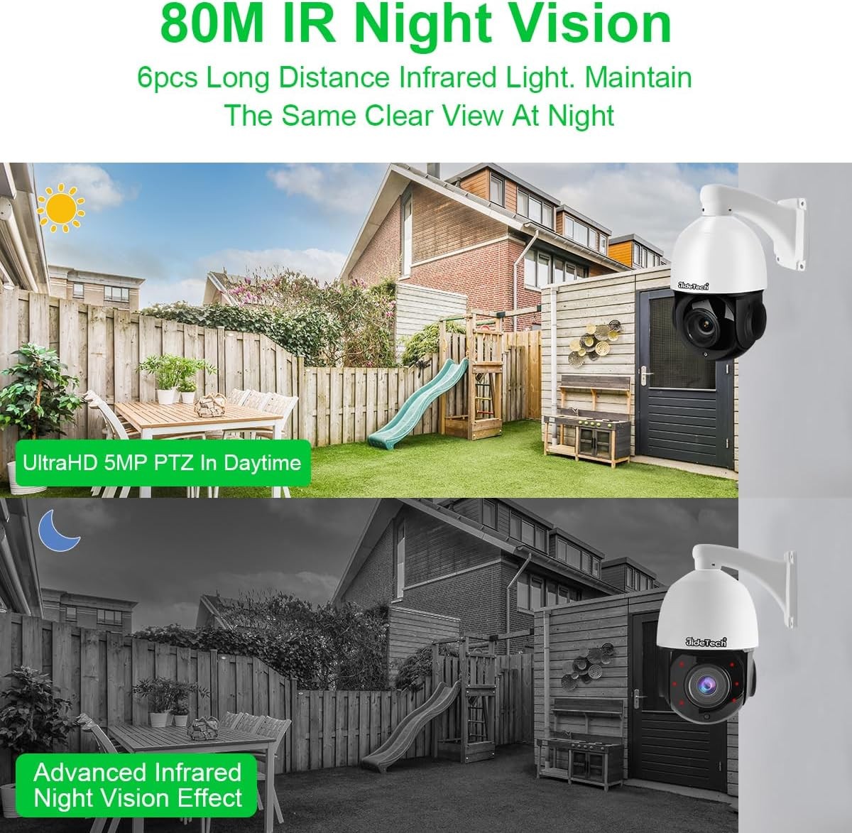 5MP PTZ Security Camera Outdoor 20X Optical Zoom PoE IP Camera Auto Tracking