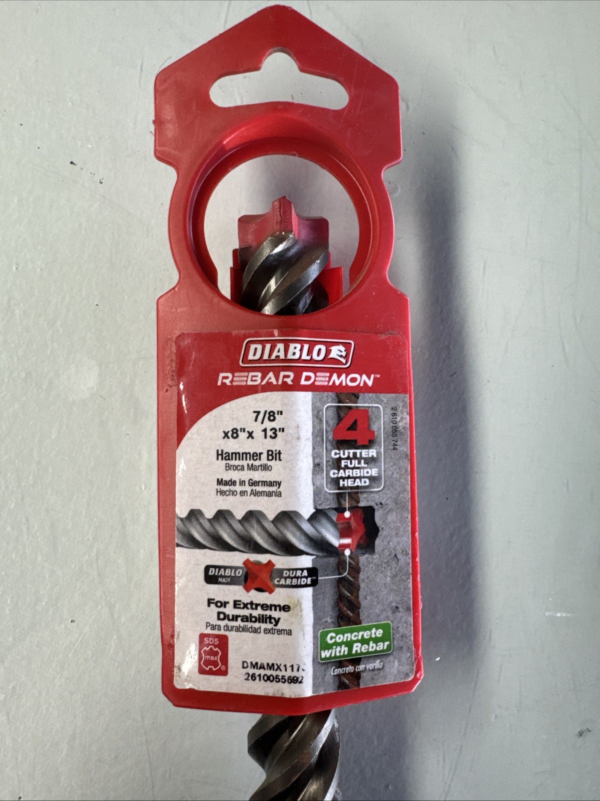 Diablo DMAMX1170 7/8" x 8" x 13" Rebar Demon SDS-Max 4-Cutter Carbide Hammer Bit