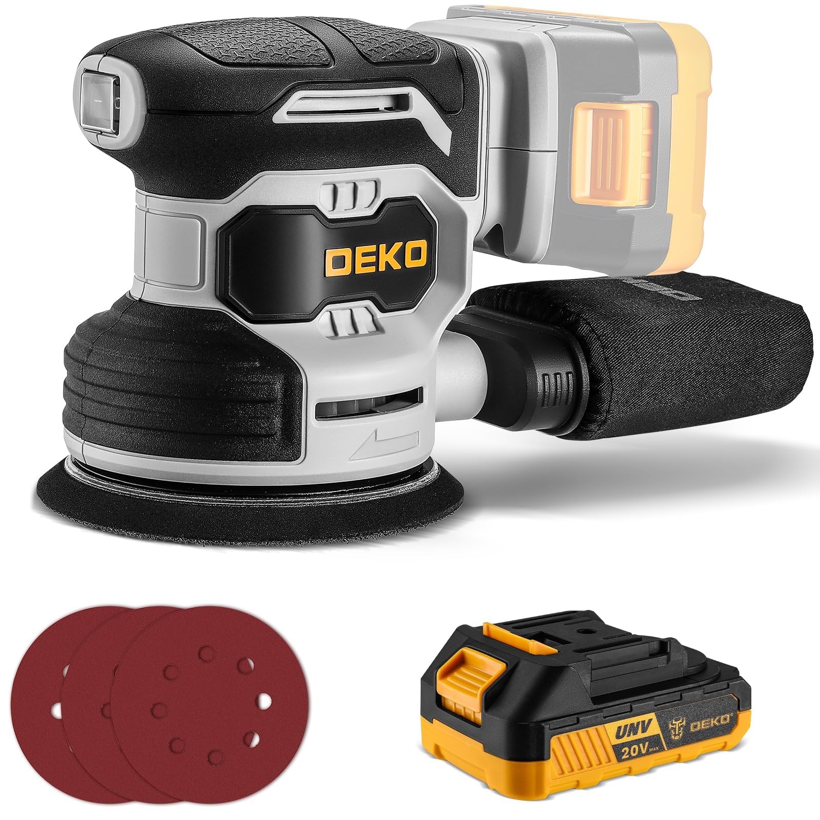 Cordless Orbital Sander: 20V Random Orbit Sander, 5inch Power Palm Sander Ele...