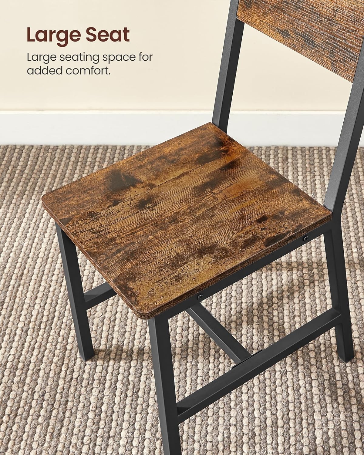 2-Pack Easy Assembly Rustic Brown Dining Chairs - Durable and Chic Design