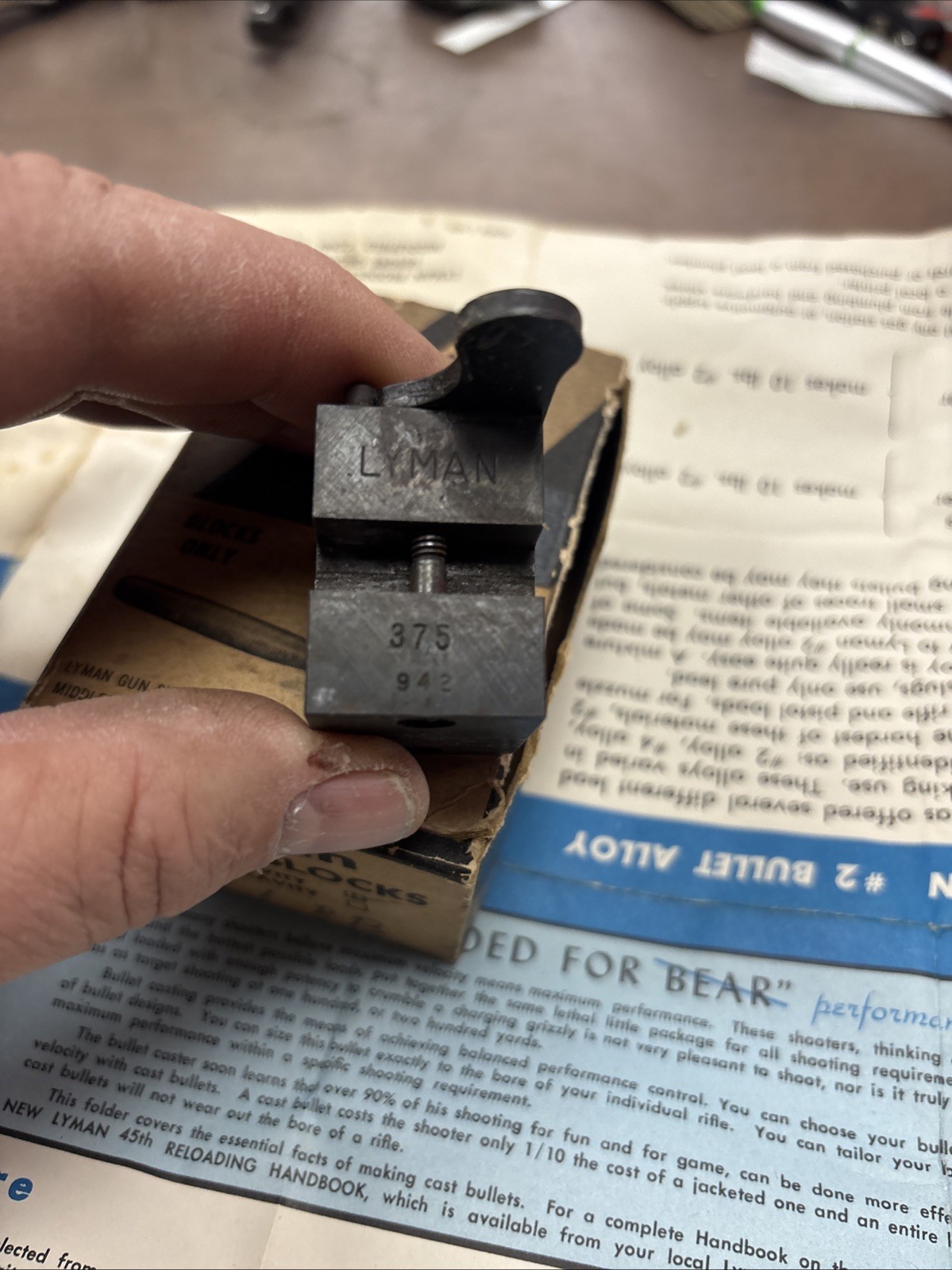 Lyman Bullet Mould Blocks Single Cavity 375/942 (B-25)