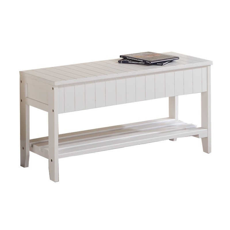 Solid Wood Shoe Bench Storage Easy Assembly Strong Construction Indoor Use